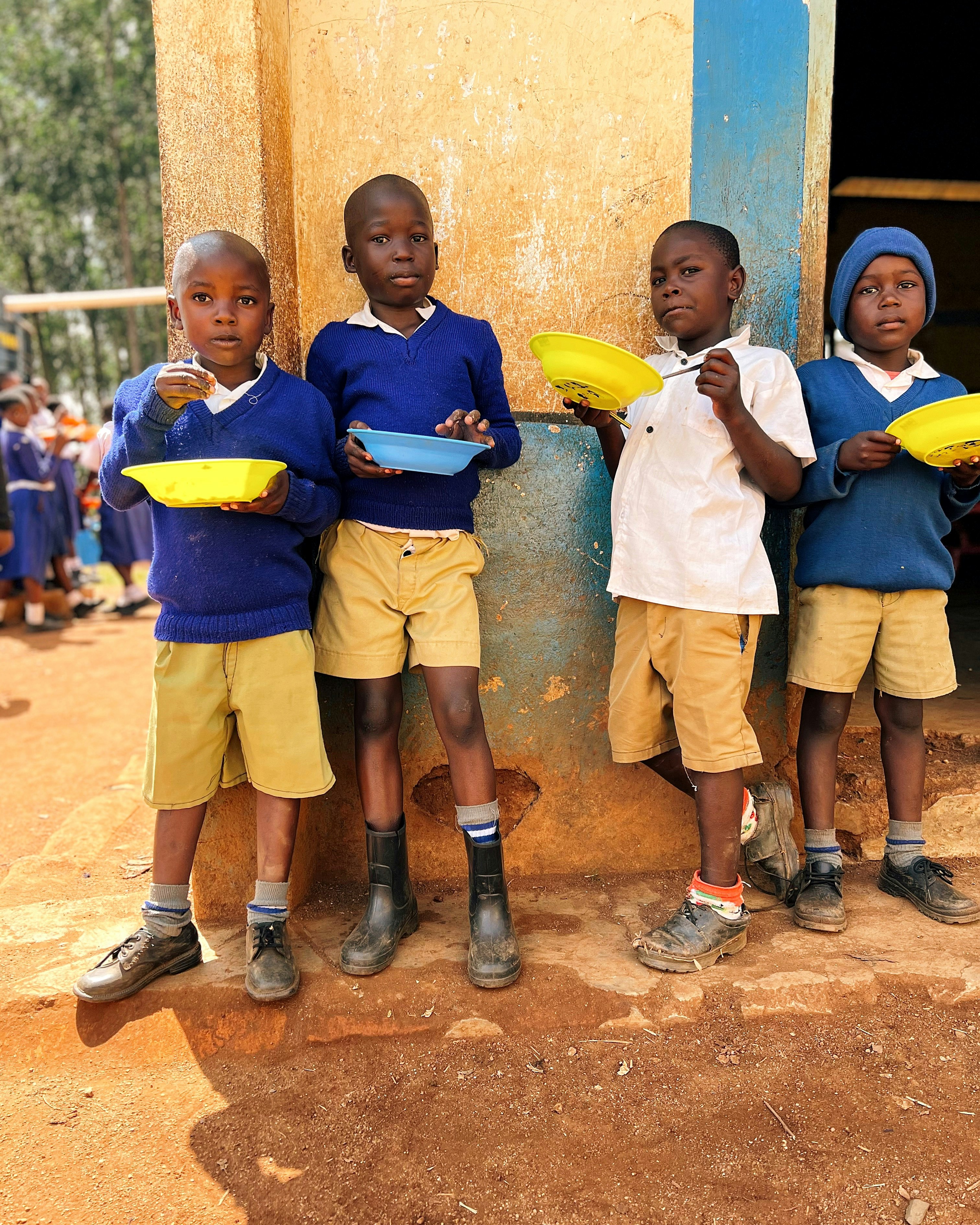 Children eating a meal in Kenya